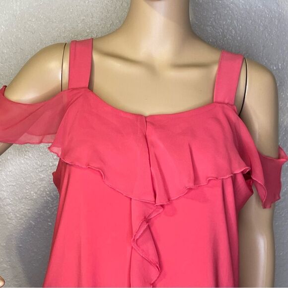 Adele & May Cold Shoulder Blouse Coral Pink Size Large - Picture 3 of 10